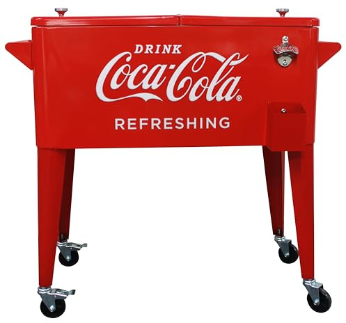 Leigh Country CP 98123 Coca-Cola 80 Qt retro uppfriskande rullande kylare, röd