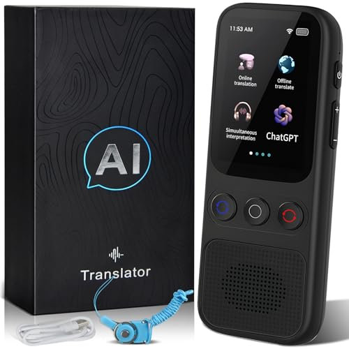 FTJKGH Sprachübersetzer, Übersetzungsgerät, Gleichzeitiger Übersetzer mit Offline und Online Nutzung, 138 Sprachen Online /17 Sprachen Offline(Offline Deutsch), 4G WI-FI, 2,0-Zoll-Touchscreen