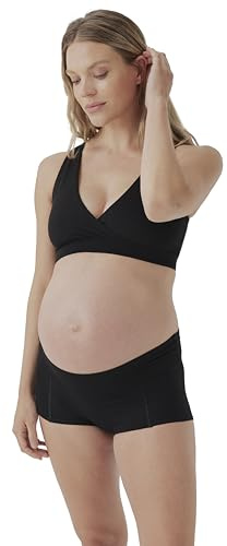Pact Organic Cotton Maternity Foldover Brief Underwear for Pregnancy Postpartum, 4-Pack Black