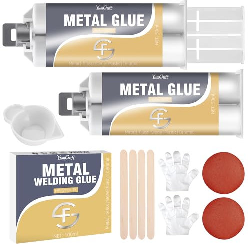 Colla Metallo 100ml, Stucco per Metallo Bicomponente per Metalli, Metallos Liquido per Riparazione Multiuso, Metal Repair Paste Adesivo ad Alta Resistenza, Impermeabile & Resistenza al Calore