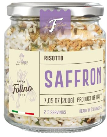 CasaFolino Zucchini och Soltorkade Tomater Risotto, Italiensk Carnaroli Ris, 200g Glasburk, 2-3 Portioner, Färdig på 15 Minuter
