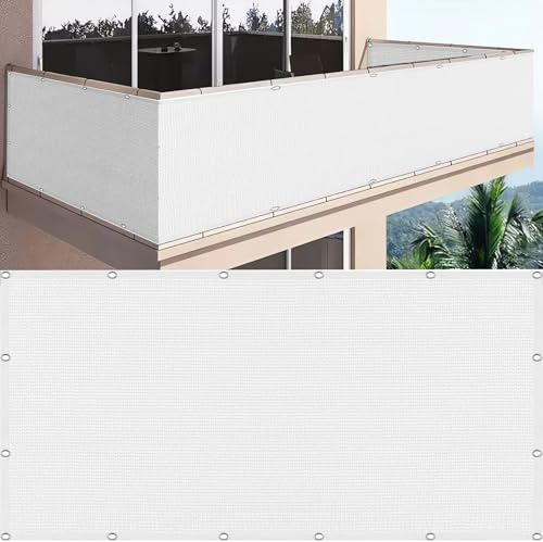 SDLLG Sichtschutznetz Zaunblende Sonnenschutznetz mit ösen HDPE 2,5m * 5m,180g/㎡ Balkonabdeckung Wetterfest Schattiernetz Garten Zaun Windschutz für Garten Balkon Sportplatz(Weiß)
