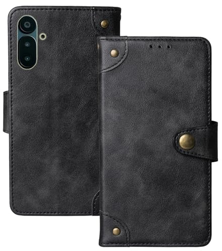 Anybird Svart Retro Läderfodral för Solana Saga Seeker Chapter 2 6,36 tum Fodral Premium Leather Cover Flip Skyddshölje Magnetisk Plånbok Stötskydd och Reptålig