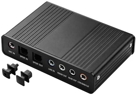 SinLoon Scheda audio esterna USB 5.1, adattatore audio surround virtuale 7.1 con ingresso/uscita ottico SPDIF, convertitore USB 2.0 a basso rumore con ingresso microfono/linea per home theater, laptop