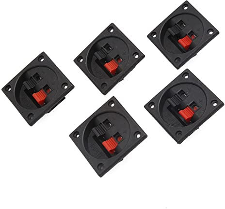 sourcing map 5Stk Audio Lautsprecher Drücken Feder Clip Bindung 2 Terminal Verbindung Brett