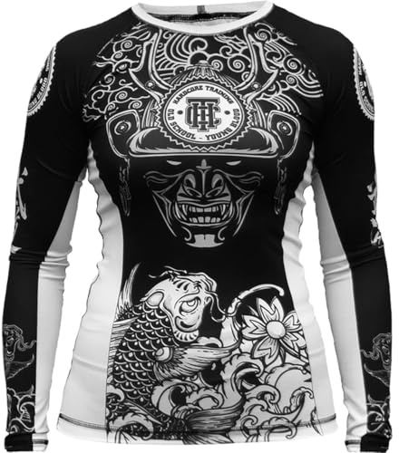 Hardcore Training Rash Guard Kvinnor Kompressionströja Långärmad Kompression Dam Baslager Fitness Yoga Löpning Gym Träning (DE/NL/SE/PL, Alfa, XS, Regelbunden, Regelbunden, Black White)