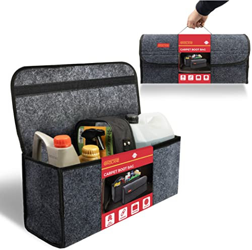 GADLANE Organizer Bagagliaio Auto Borsa Grande In Tessuto Da Tappeto Antiscivolo Per Tenere In Ordine Il Bagagliaio Portaoggetti Auto Colore Grigio Scuro