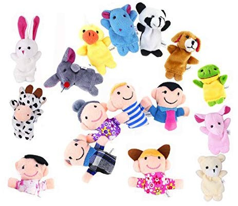 XLKJ Lot de 16 marionnettes à Doigts en Peluche Douce, Jouets éducatifs pour Enfants