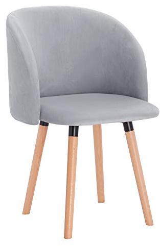 WOLTU Chaise de Salle à Manger, Fauteuil de Salon avec Siège Rembourré, en Velours, Gris, BH121gr-1