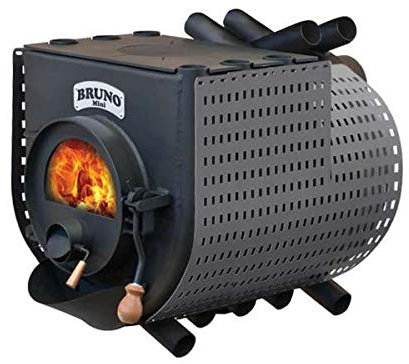 Werkstattofen Bruno Mini III mit Herdplatte - 12 kW Warmluftofen - Energieeffizienzklasse A - Zulassung für Deutschland und Schweiz - BimSchV (ohne Untergestell, Seitenverkleidung Quattro)