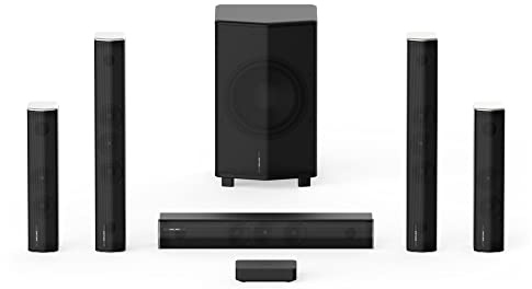 Enclave CineHome PRO - 5.1 Wireless Plug and Play Home Theater Surround Sound System - THX, Dolby, DTS WiSA Certified - Includes 5 Active Wireless Speakers, 10-inch Subwoofer & CineHub Transmitter