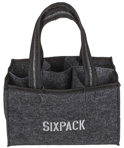 mucplants Sixpack Männerhandtasche Bier Herrenhandtasche aus Filz mit 6 Fächern für Bierflaschen, grau