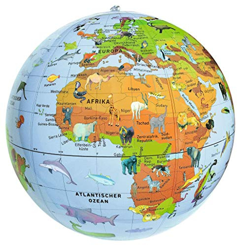 Moses 38076 Aufblasbarer Tierglobus | Wasserball Weltkugel mit Tieren | Zum Spielen im Wasser und an Land | Für Kinder, bunt