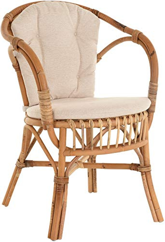 Classic Scandinavian Style Wicker Chair, Wicker Chair in Natural Rattan (Unpeeled Natural with Cushion).