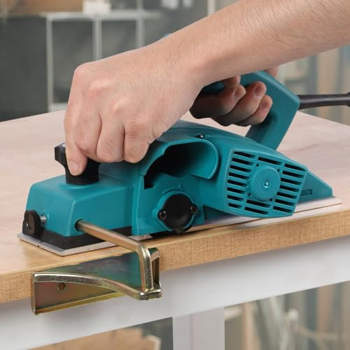 Electric Power Planer 800W Portable Electric Wood Planer Hand Held Woodworking Power Plane DIY Tool Kit with Socket Spanner and Guide Ruler for Home Furniture 220V 13000 RPM