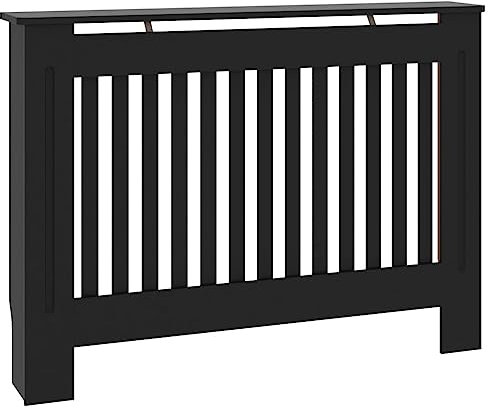 vidaXL Cubierta para Radiador, Armario de Pared para Calentador, Estante para Libros Adornos, Mueble Tapa de Calefacción de Salón, MDF Negro