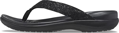 Crocs Women's Capri V Flip Flops | Sandals for Women, Black Glitter, 7 Women
