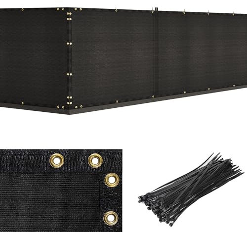 Duerer Rete Ombreggiante 1.2m x 15.2m Telo Ombreggiante Frangivista per Recinzione Giardino 140g/m² Alta densità Tessuto con Fascette per All'aperto Ringhiera Terrazzo Balcone (Nero)