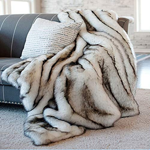 SKYLYZH Coperta volpe finta pelliccia per divano divano letto di lusso, imitazione Fox copertina in finta pelle, coperta in PV verso il basso, letto coperta invernale Throw-60 x 150 cm