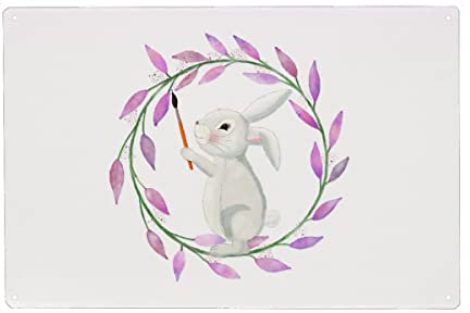 artboxONE Metall-Poster 30x45 cm Floral Hase Malt, Nicht nur zu Ostern von Künstler CalliLetters
