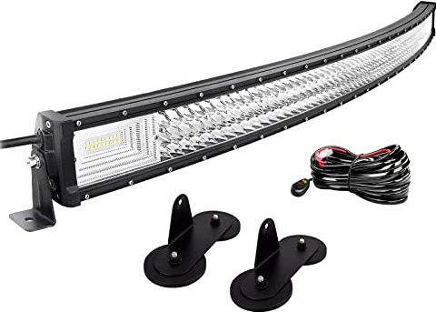 Willpower Rampe LED 132cm + Support Aimanté Barre LED 12V 24V 4x4 Voiture | LED Light Barre Lumineuse Incurvée 675W, Avec Faisceau, 6000K Blanc, pour Quad Camion Tracteur Offroad Véhicule Bateau
