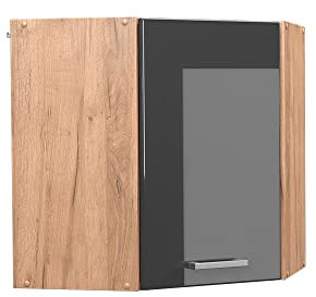 Vicco Eckhängeschrank R-Line, Anthrazit Hochglanz/Goldkraft Eiche, 57 cm