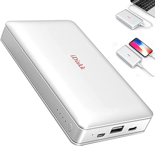iDiskk Disco Duro Externo 2 TB (2000 GB) para iPhone/iPad con Banco de energía Integrado de 10000 mAh, Disco Duro Certificado MFi 2 en 1 para teléfonos iOS Tipo C/Android, Mac y PC