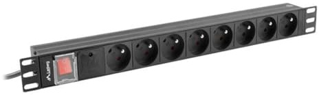 Regleta LANBERG Rack PDU 19 (1U, 16A, 8 x 230 V PL, 2 M, Negro) PDU-08E-0200-BK