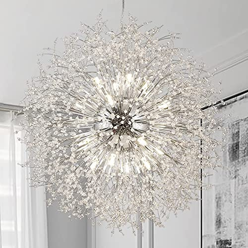 EFPD 31.5 inch Plus Size 16 Light, Modern Silver Crystal Chandelier, Spherical Chandelier for Dining Room Bedroom Living Room Kitchen Island