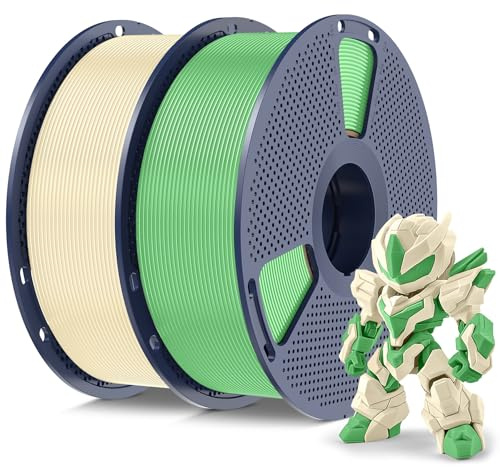 SUNLU High Speed PLA Meta Filament, 2kg PLA 3D Druckerfilament 1,75 mm, Robusteres 3D Druckfilament, Maßgenauigkeit +/- 0,02 mm, 2kg Insgesamt, 1kg pro Spule, 2er-Pack, Cremeweiß+Apfelgrün