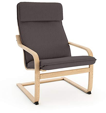 VINYLLA Ersatzbezug für Ikea Poang Sessel (Design-Kissen 1, Baumwolle, dunkelgrau)