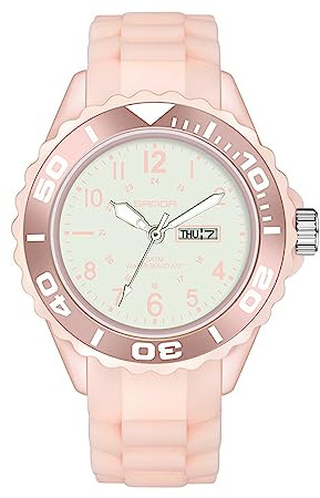 FORSINING Damen-Armbanduhr, analoge Quarz-Sport-Armbanduhr, Silikon-Armband, wasserdicht, Krankenschwester-Armbanduhr, Kalender, Datumsanzeige, 24 Stunden mit Sekundenzeiger