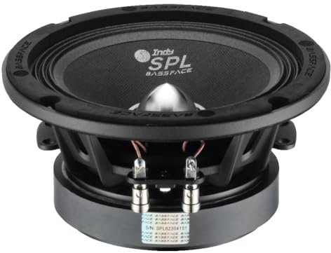 1 BASS FACE INDY SPL6M/4 midrange professionale da 16,5 cm 165 mm 6,5 di diametro 150 watt rms e 300 watt max, 4 ohm, sensibilità di 92,5 db, per auto, 1 pezzo