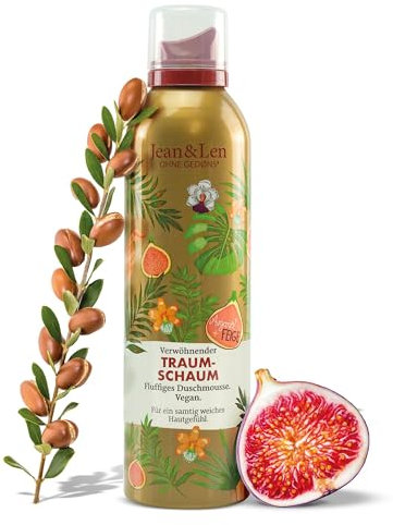 Jean & Len Doccia Schiuma Gel Delicato, Trattamento All’Olio Di Argan E Fico, Tecnologia Gel-To-Mousse, Con Vitamina E E Glicerina Vegetale, Senza Parabeni E Siliconi, 200 ml