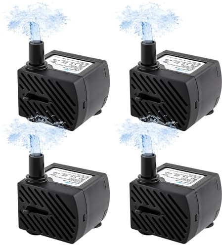 Vegena Mini Bomba De Agua,4 Piezas Bomba Agua Ultra Silencioso,180L/H,3W,220V-240V,50/60hz Ultra Silencioso Bomba De Fuente Sumergible,Mini Bombas De Agua Ultra Silenciosa Para Acuario