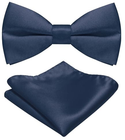JEMYGINS Herren Matten Fliege erhältlich in Uni Farben inklusive Einstecktuch Set Navy blau