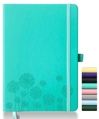 Mlife Notebook Journal for Women,A5 Hardcover Leather Journaling Notebooks for Work,200 Pages Travel Journal for Women Men with Pen Holder and Ribbon,5.78×8.34(Blue-green)