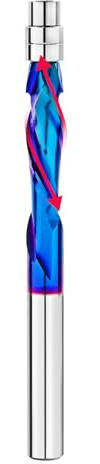 BGTEC Hartmetall-Kompression Spiralbündiger Frässtift,6.35mm bündige Verkleidung Oberfräsen-Bits Nano Blue Coat flache Nase Schaftfräser die Holzbearbeitung Beschneiden