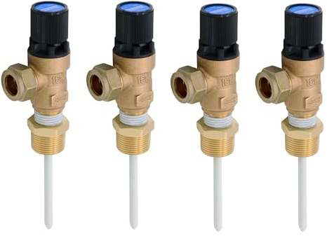 4 x Heatrae Sadia Megaflo HE Range Temperature & Pressure Relief Valve 95605810, 10 bar, 90-95°C, Compatible with Megaflo Unvented Cylinders (Four Pack)