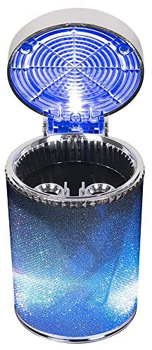 MOLERRI Tragbarer Auto Aschenbecher Auto Aschenbecher mit LED Licht GeträNke Halter Aschenbecher mit Farbigem LED Licht für BüRo Haus Auto