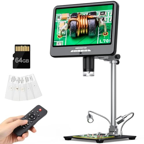 Andonstar 4K 60FPS 10,1 Zoll HDMI Digitalmikroskop zum Löten, 64MP 3840P UHD Video Audio Aufnahme, AD210S-Pro PCB Elektronisches Mikroskop für Erwachsene, Fehlermünzen