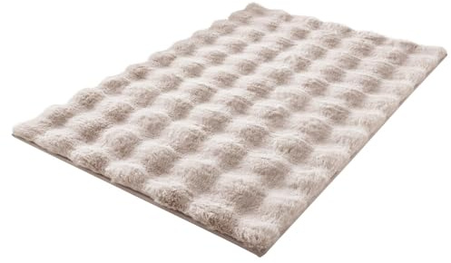 Kleine Wolke Badteppich Cloud Seidenfarben 70 x 120 cm | OEKO-TEX zertifiziert, rutschhemmende Unterseite, für Fußbodenheizung, maschinenwaschbar, 100% Polyester