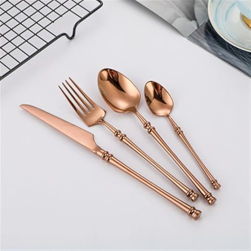 WDCDYQDH Bestecksets, goldenes Besteckset, Edelstahl-Geschirrset, 24-teilig, Messer, Gabeln, Kaffeelöffel, Besteckset, Küchengeschirrset, Edelstahl (Rose 24-teilig)