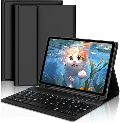 FOGARI Coque Clavier pour Samsung Galaxy Tab A9 8.7‘' 2023, AZERTY Français Étui Clavier Magnétique Bluetooth sans Fil Etui Housse avec Pen Holder pour Samsung Tab A9, Noir