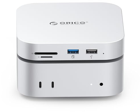 ORICO MiniMate Extreme Portable SSD 512GB für Mac mini M4 2024 mit Docking Station, bis zu 460 MB/s, USB A 3.0, USB-C, SD/TF 3.0, 3.5mm Audio, Kabel * 2 - M4SE