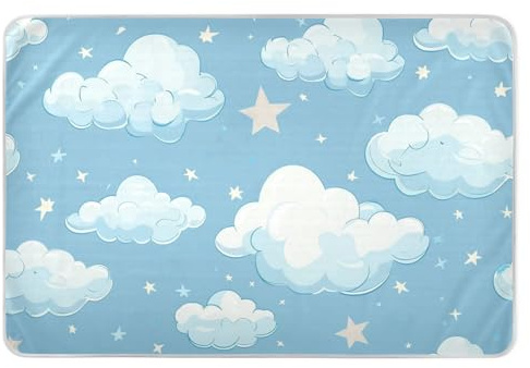 Blue Stars and Clouds - Tapetes de pañales reutilizables extra grandes altamente absorbentes para cama antideslizantes para niños, adultos, mascotas, 52 pulgadas de largo x 34 pulgadas de ancho