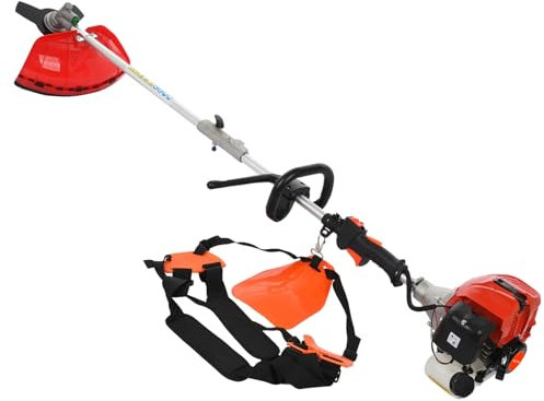 Decespugliatore, 52 CC alimentato a gas, 2 tempi 5 in 1, strumento multifunzione con decespugliatore, sega a palo, tagliasiepi, asta di prolunga, per prato e giardino, rosso