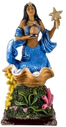 Inmaculada Romero IR Yemayá Figura 30 cm. Blanca Diosa orishá Pueblo egba religión Yoruba Imagen Base Olas peana Resina