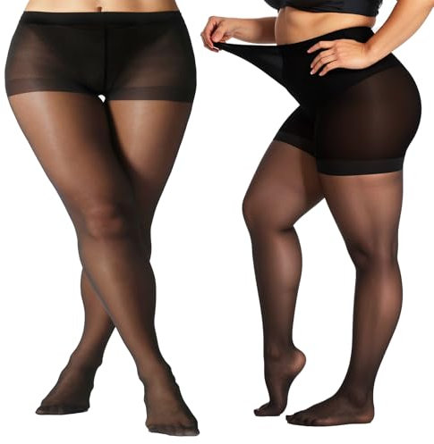 2XL Nylonstrumpfhose Damen Feinstrumpfhose Schwarz Strumpfhosen Grosse Grössen Hohe Taille Butt Lift Strumpfhose Große Größen Stützstrumpfhose Atmungsaktiv Kompressionsstrumpfhose