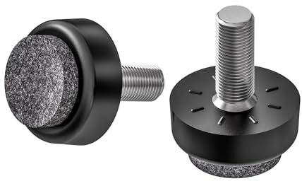 2x Bodenausgleichsschrauben rund mit Filz - Stellfüße mit Gewindebolzen Stahl verzinkt (M6 x 20 mm, Fußdurchmesser 24 mm)